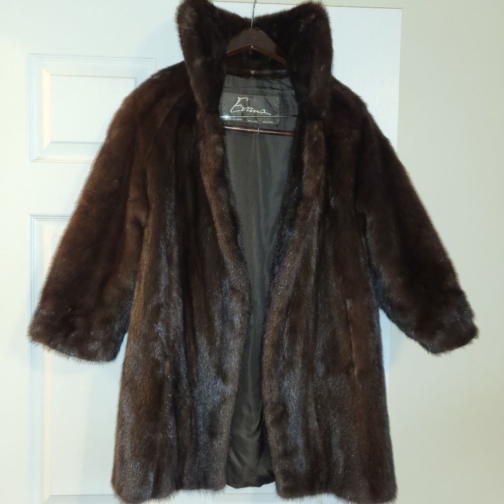 100% Genuine Brown Fur Mink Coat